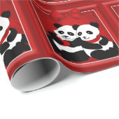 Weihnachts-Panda-Bär paarglänzend Wrapping Papper Geschenkpapier (Rolleneckpunkt)