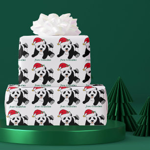 Weihnachts-Panda-Bär Personalisiert von Ihrem Nam Geschenkpapier