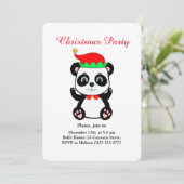 Weihnachts-Panda-Bärenelf auf der Weißen Party Ein Einladung (Stehend Vorderseite)