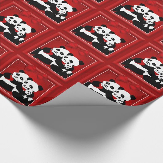Weihnachts-Panda-Bärenfamilie mit Baby Geschenkpapier (Ecke)