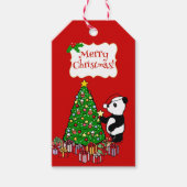 Weihnachts-Panda-Cartoon Stehend Geschenkanhänger (Vorderseite)