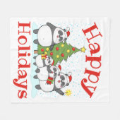 Weihnachts-Panda-Familienurlaub Fleecedecke (Vorderseite (Horizontal))