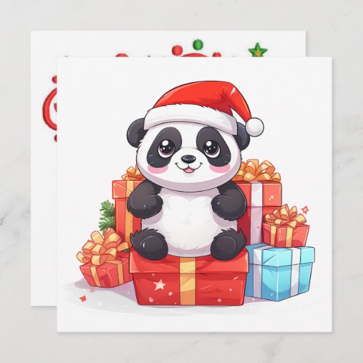Weihnachts-Panda-Grußkarte Feiertagskarte (Vorne/Hinten)