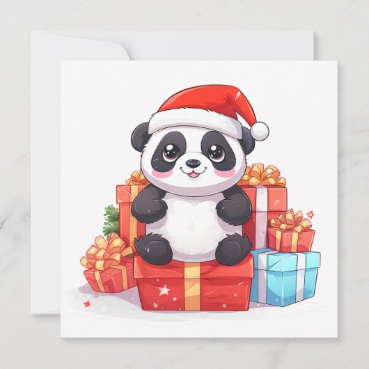 Weihnachts-Panda-Grußkarte Feiertagskarte (Vorderseite)