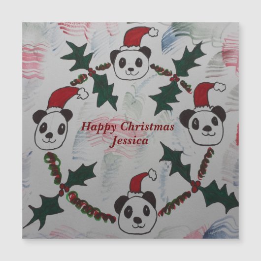 Weihnachts-Panda-Magnetkarte Magnetkarte (Vorderseite)