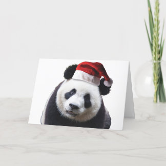 Weihnachts-Panda mit Weihnachtsmannmütze Feiertagskarte