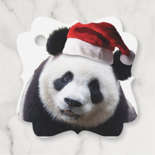 Weihnachts-Panda mit Weihnachtsmannmütze Geschenkanhänger