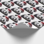 Weihnachts-Panda mit Weihnachtsmannmütze Geschenkpapier (Ecke)