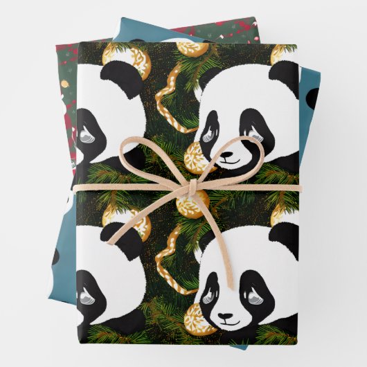 Weihnachts-Panda und Bär Geschenkpapier Set (Beispiel)