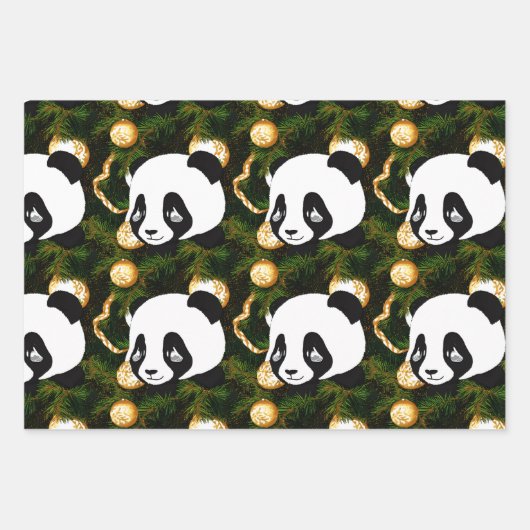 Weihnachts-Panda und Bär Geschenkpapier Set (Vorderseite)
