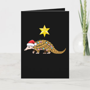 Weihnachts-Pangolin-Weihnachtsmann-Hut-Ornamente S Karte