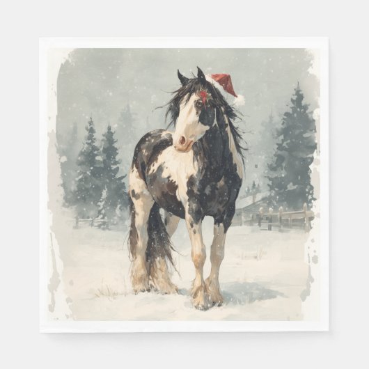 Weihnachts-Papier-Serviette / Schöne Paint Horse Serviette (Vorderseite)