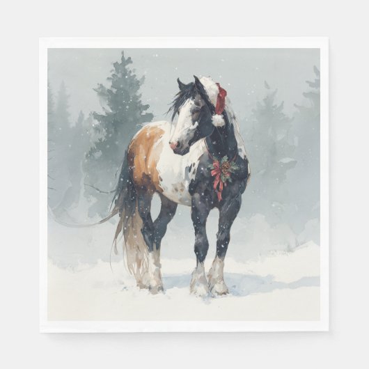 Weihnachts-Papier-Serviette / Schöne Paint Horse Serviette (Vorderseite)