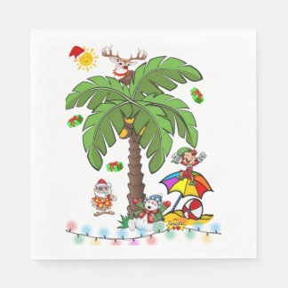 Weihnachts-Papier-Servietten, Santa Claus Beach Bu Serviette