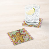 Weihnachts-Papier-Unterlagen mit Gingerbread Boy Rechteckiger Pappuntersetzer (Vor Ort)