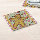 Weihnachts-Papier-Unterlagen mit Gingerbread Boy Rechteckiger Pappuntersetzer (angewinkelt)
