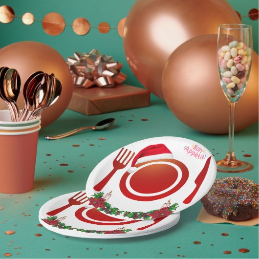 Weihnachts-Papierplatte Bon Appétit Pappteller (Multi)