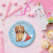 Weihnachts-Papierplatte für langhaarige Dackel Pappteller (Party)