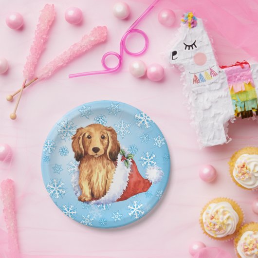Weihnachts-Papierplatte für langhaarige Dackel Pappteller (Party)