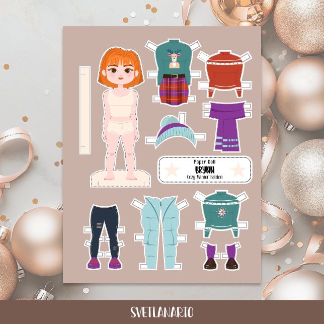 Weihnachts-Papierpuppe Rotschopf-Mädchen Winter-Ou (Von Creator hochgeladen)