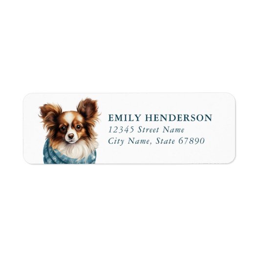 Weihnachts-Papillon-Hunde-Rücksendeadresse (Vorne)