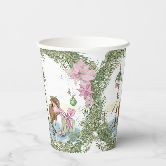 Weihnachts Pappbecher mit Pony, Tischgeschirr (Rückseite)