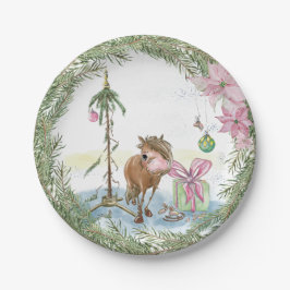 Weihnachts-Pappteller mit süssem Pony Pappteller