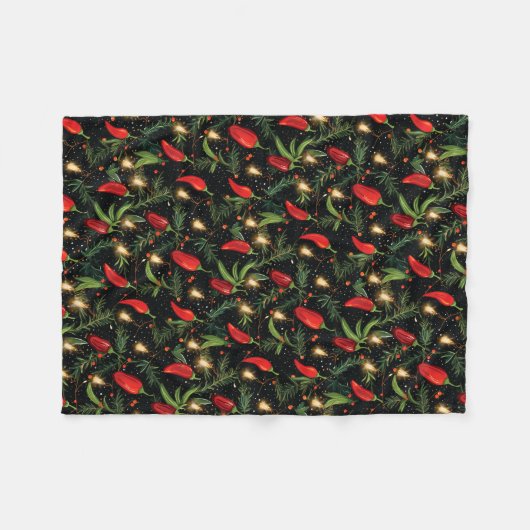 Weihnachts-Paprikaschoten Fleecedecke (Vorderseite (Horizontal))