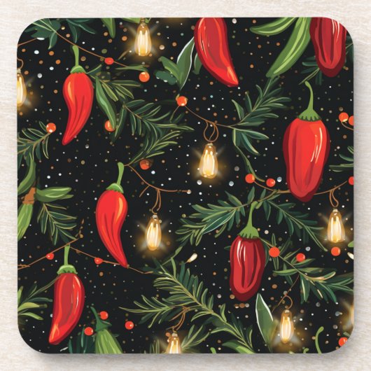Weihnachts-Paprikaschoten Getränkeuntersetzer (Vorderseite)