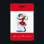 Weihnachts Party Abzeichen Snowman und Girl Dance Ausweis<br><div class="desc">Abzeichen mit Happy Snowman und Girl Dance Tango Weihnachts Party Spaß Cartoon Zeichnend - Wählen / Fügen Sie Ihren einzigartigen Text / Name / Farbe - Make Your Special Gift - Neu vergrössern und verschieben oder entfernen und fügen Sie Elemente / Text mit Anpassungs-Tool ! Zeichn und Design von MIGNED....</div>