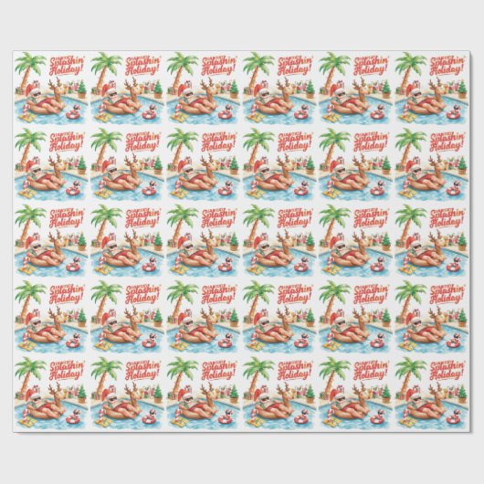 Weihnachts-Party am Pool Geschenkpapier (Flach)