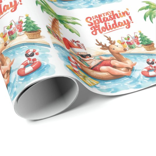 Weihnachts-Party am Pool Geschenkpapier (Rolleneckpunkt)