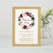 Weihnachts-Party Aquarellfarben Glitzer Einladung (Stehend Vorderseite)