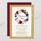 Weihnachts-Party Aquarellfarben Glitzer Einladung (Vorne/Hinten)