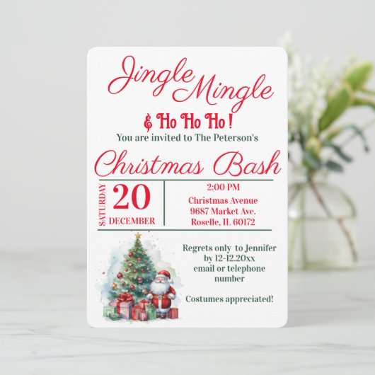 Weihnachts-Party-Bash Einladung (Stehend Vorderseite)