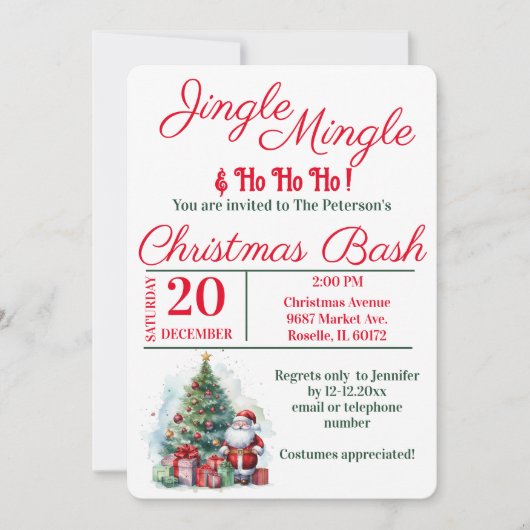 Weihnachts-Party-Bash Einladung (Vorderseite)