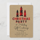 Weihnachts-Party Bäume Kariert Kraft Urlaubsbörse Einladung (Vorderseite)
