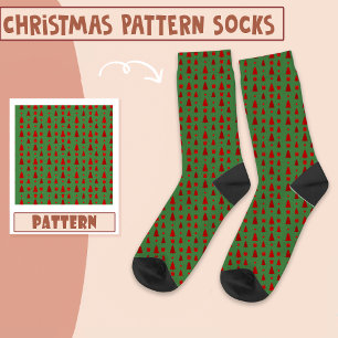 Weihnachts Party Bäume rot und grün Muster Socken
