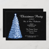 Weihnachts-Party Blau Einladung (Vorne/Hinten)