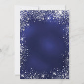 Weihnachts Party Blau silber Glitzer funkeln Einladung (Rückseite)