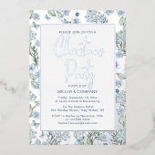 Weihnachts-Party Blue Butterfly Folieneinladung (Vorderseite)