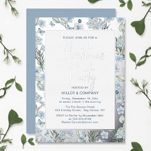 Weihnachts-Party Blue Butterfly Folieneinladung
