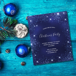 Weihnachts-Party-Blue-Glitzer-Aufforderung