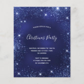 Weihnachts-Party-Blue-Glitzer-Aufforderung (Vorderseite)