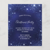 Weihnachts-Party-Blue-Glitzer-Einladung Flyer (Vorne)