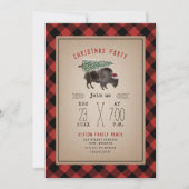 Weihnachts-Party Buffalo Bison Tree Kariert Einladung (Vorderseite)