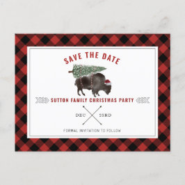 Weihnachts Party Buffalo Rot Save the Date Kariert Feiertagspostkarte