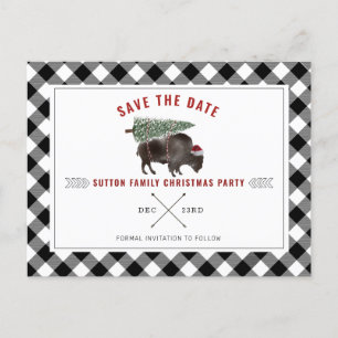 Weihnachts Party Buffalo Santa Kariert Save the Da Feiertagspostkarte