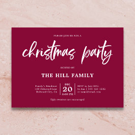 Weihnachts-Party Calligraphie Elegant Rot Einladung