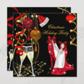 Weihnachts-Party Champagne Einladung (Vorne/Hinten)